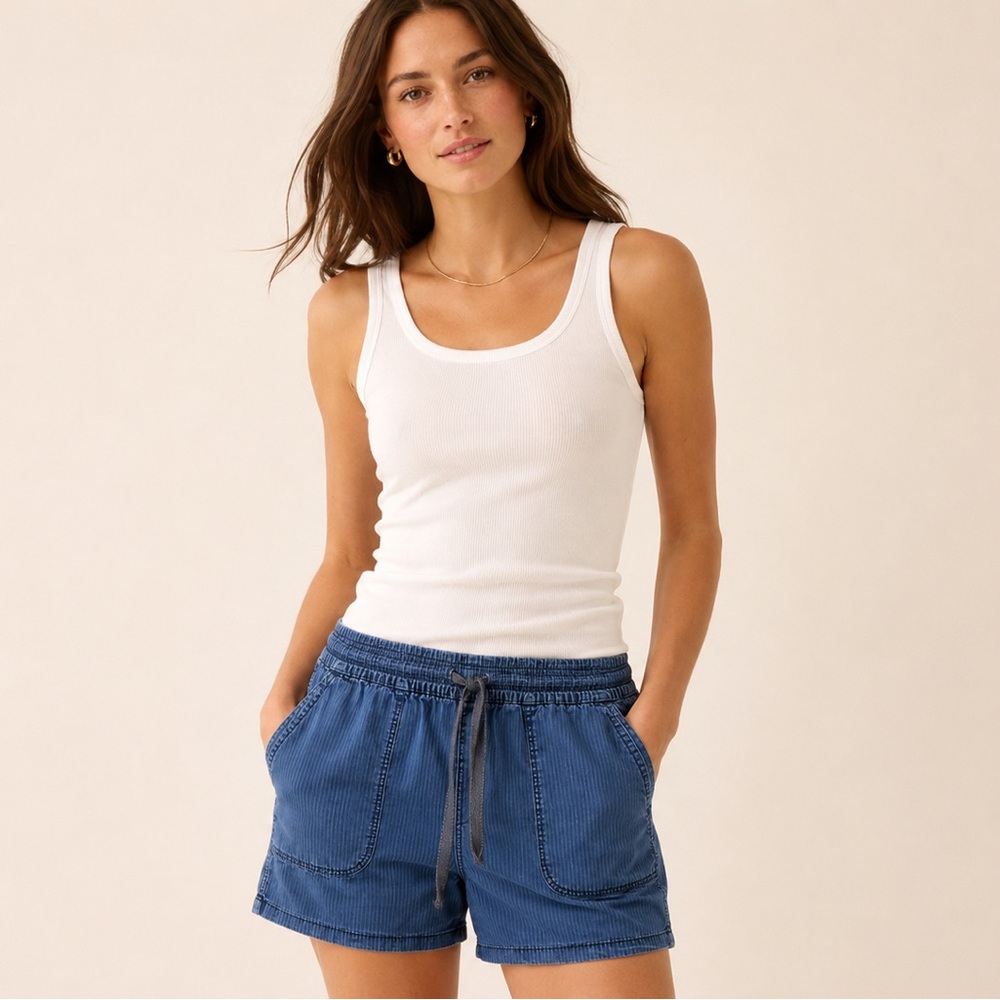 Jcrew Denim Chambray Pull-On Drawstring Shorts - Picture 2 of 4
